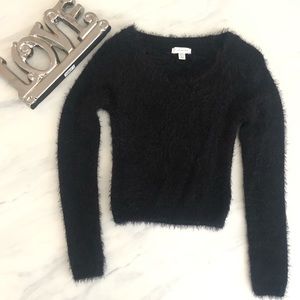 Fuzzy crop top sweater
